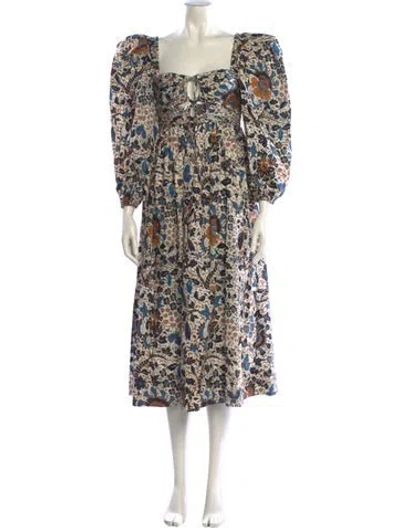 Pre-owned Ulla Johnson Floral Print Long Dress W/ Tags In Multi