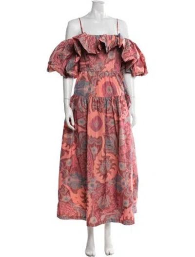 Pre-owned Ulla Johnson Floral Print Long Dress W/ Tags In Multi