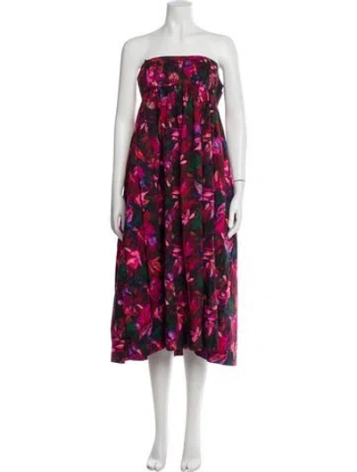 Pre-owned Ulla Johnson Floral Print Long Dress W/ Tags In Purple