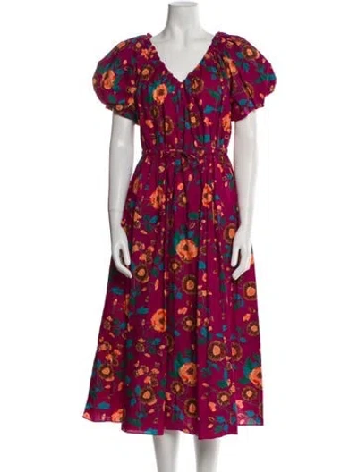 Pre-owned Ulla Johnson Floral Print Long Dress W/ Tags In Purple