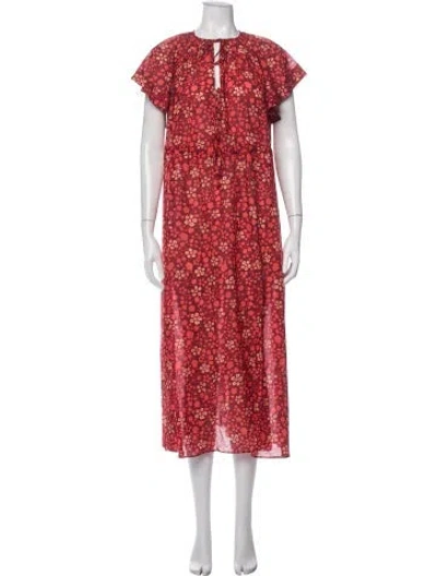 Pre-owned Ulla Johnson Floral Print Long Dress W/ Tags In Red