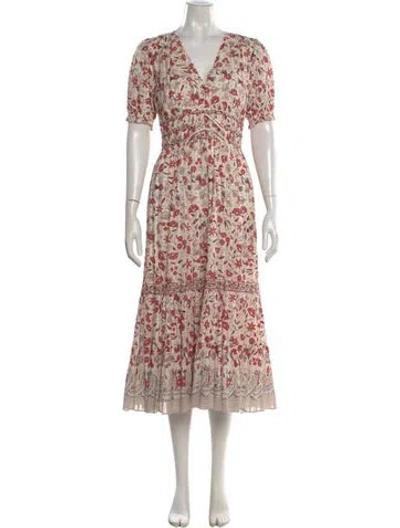 Pre-owned Ulla Johnson Floral Print Long Dress In White