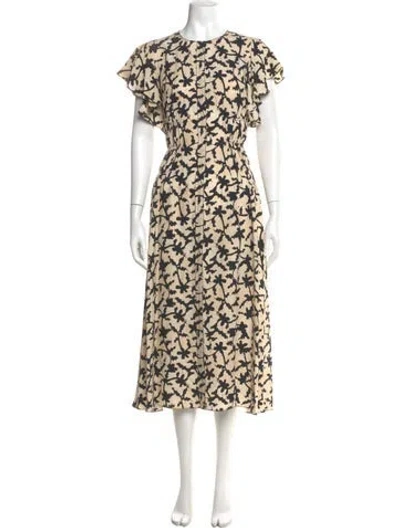 Pre-owned Ulla Johnson Floral Print Long Dress In White