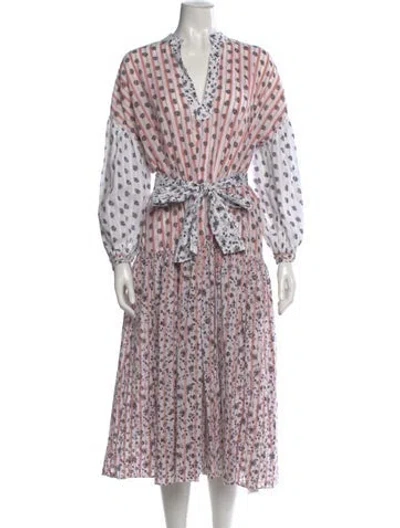 Pre-owned Ulla Johnson Floral Print Long Dress In White