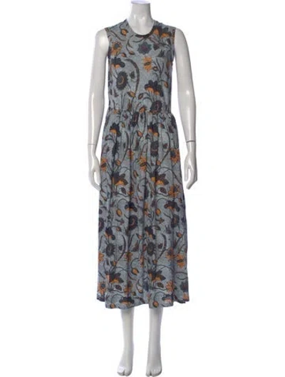 Pre-owned Ulla Johnson Floral Print Long Dress In Yellow