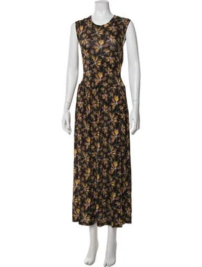 Pre-owned Ulla Johnson Floral Print Long Dress In Yellow