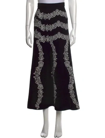 Pre-owned Ulla Johnson Floral Print Long Skirt In Black