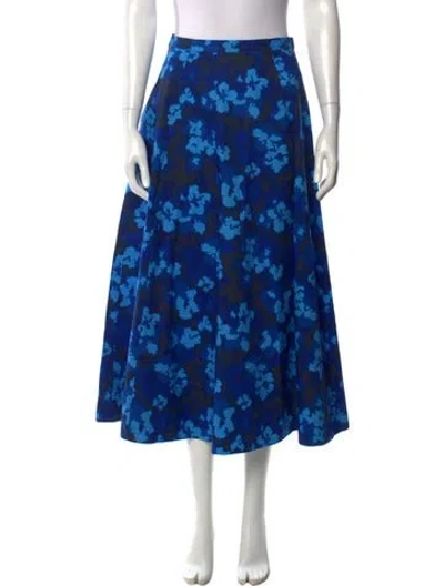 Pre-owned Ulla Johnson Floral Print Long Skirt In Blue