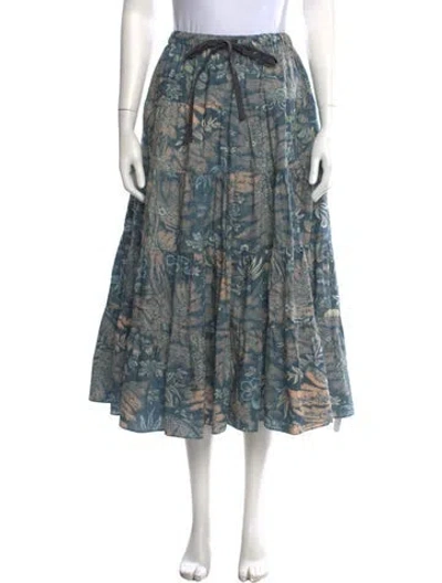 Pre-owned Ulla Johnson Floral Print Long Skirt In Blue
