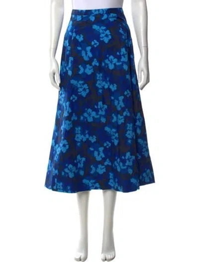 Pre-owned Ulla Johnson Floral Print Long Skirt In Blue