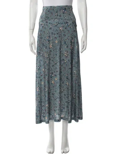 Pre-owned Ulla Johnson Floral Print Long Skirt In Blue