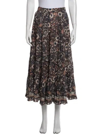 Pre-owned Ulla Johnson Floral Print Long Skirt In Blue/neutrals