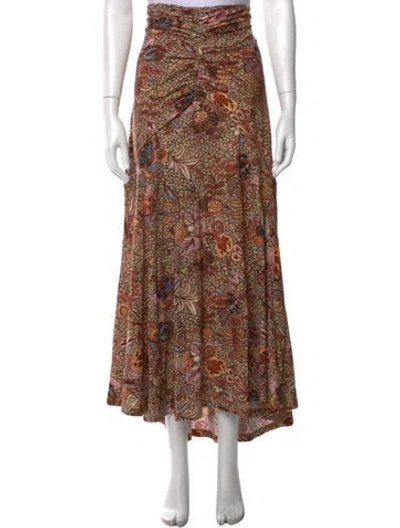Pre-owned Ulla Johnson Floral Print Long Skirt In Brown