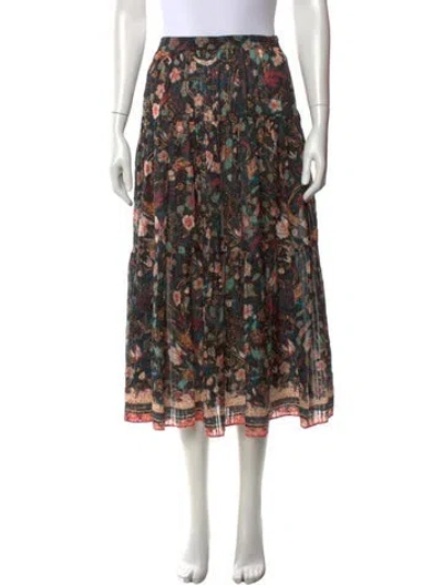 Pre-owned Ulla Johnson Floral Print Long Skirt In Green
