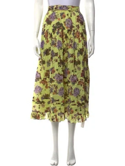 Pre-owned Ulla Johnson Floral Print Long Skirt In Green