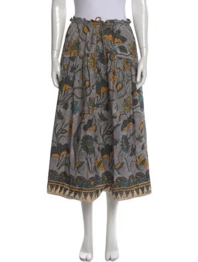 Pre-owned Ulla Johnson Floral Print Long Skirt In Neutral