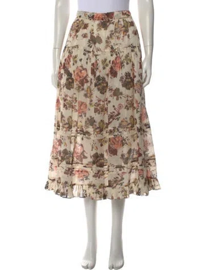 Pre-owned Ulla Johnson Floral Print Long Skirt In Neutral