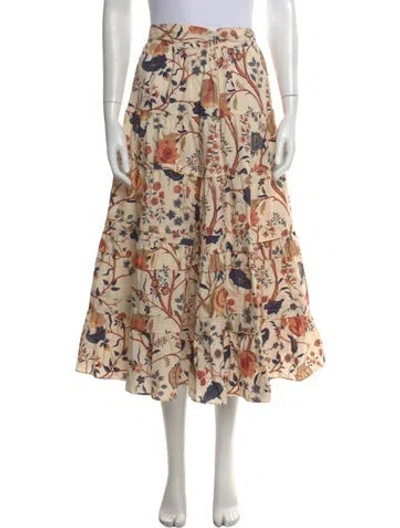 Pre-owned Ulla Johnson Floral Print Long Skirt In Neutral
