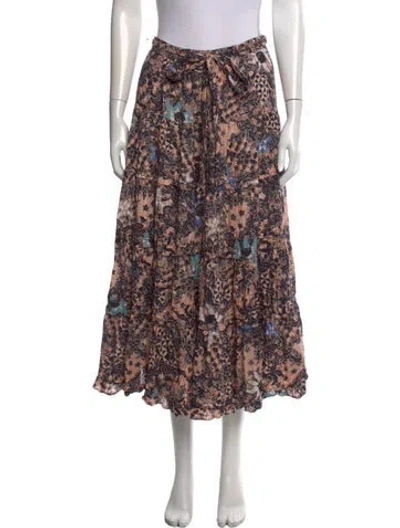 Pre-owned Ulla Johnson Floral Print Long Skirt In Neutrals
