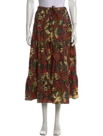 Pre-owned Ulla Johnson Floral Print Long Skirt In Neutrals