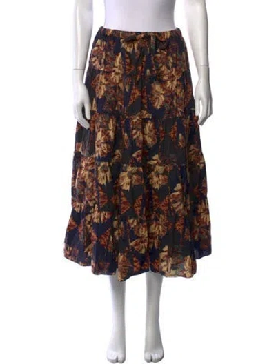Pre-owned Ulla Johnson Floral Print Long Skirt In Neutrals