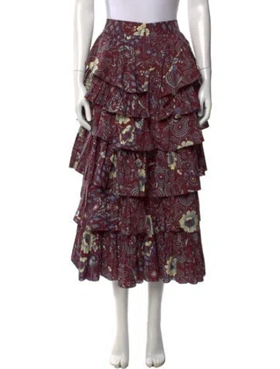 Pre-owned Ulla Johnson Floral Print Long Skirt In Red