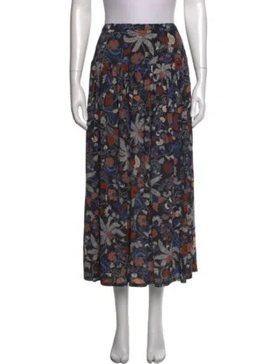 Pre-owned Ulla Johnson Floral Print Long Skirt W/ Tags In Black