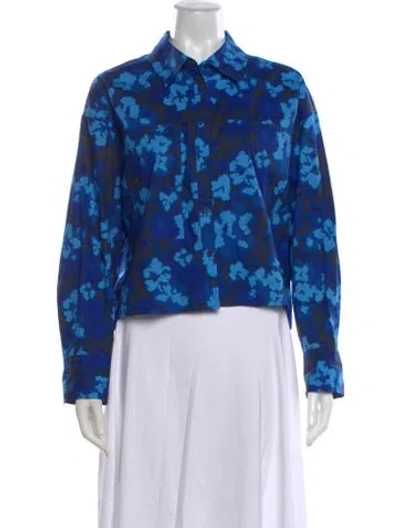 Pre-owned Ulla Johnson Floral Print Long Sleeve Blouse In Blue