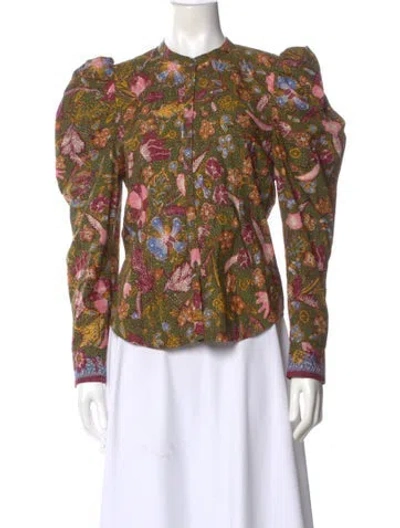 Pre-owned Ulla Johnson Floral Print Long Sleeve Blouse In Multi