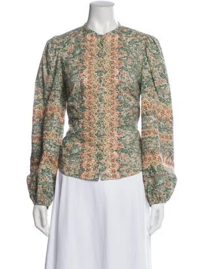 Pre-owned Ulla Johnson Floral Print Long Sleeve Blouse In Multi