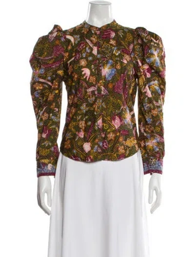 Pre-owned Ulla Johnson Floral Print Long Sleeve Blouse In Multi