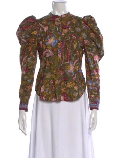 Pre-owned Ulla Johnson Floral Print Long Sleeve Blouse In Multi