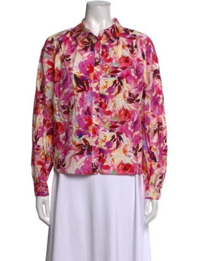 Pre-owned Ulla Johnson Floral Print Long Sleeve Blouse In Multicolor