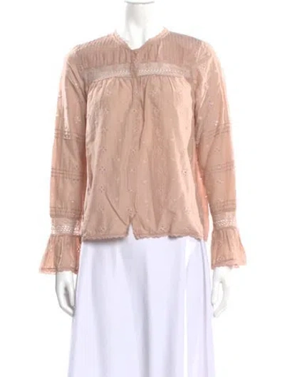 Pre-owned Ulla Johnson Floral Print Long Sleeve Blouse In Pink