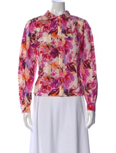 Pre-owned Ulla Johnson Floral Print Long Sleeve Blouse In Pink