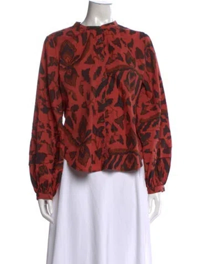 Pre-owned Ulla Johnson Floral Print Long Sleeve Blouse In Pink