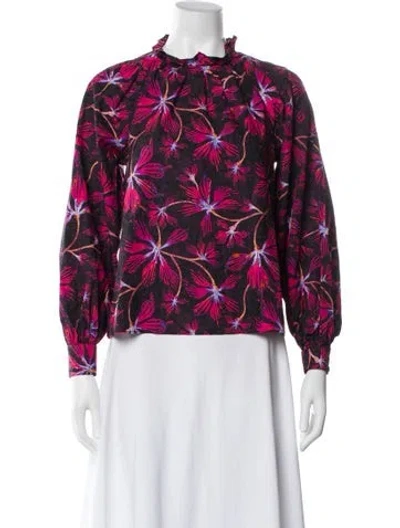 Pre-owned Ulla Johnson Floral Print Long Sleeve Blouse In Red