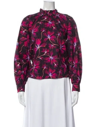 Pre-owned Ulla Johnson Floral Print Long Sleeve Blouse In Red
