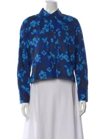 Pre-owned Ulla Johnson Floral Print Long Sleeve Blouse W/ Tags In Blue