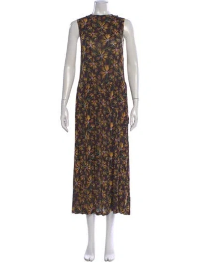 Pre-owned Ulla Johnson Floral Print Midi Length Dress In Black