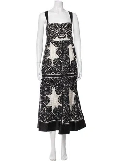 Pre-owned Ulla Johnson Floral Print Midi Length Dress In Black