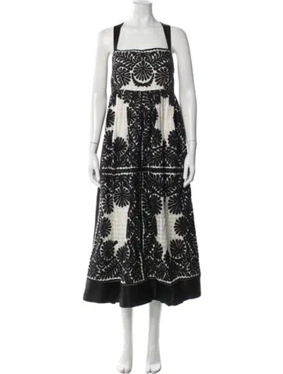 Pre-owned Ulla Johnson Floral Print Midi Length Dress In Black