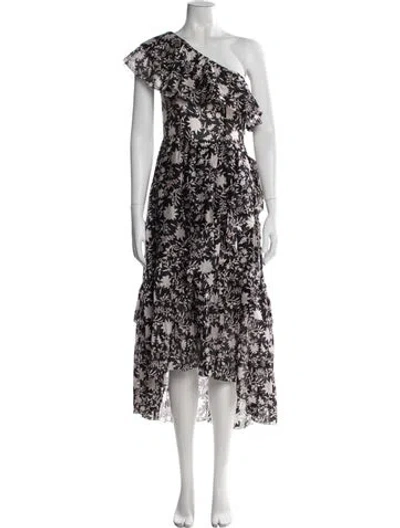 Pre-owned Ulla Johnson Floral Print Midi Length Dress In Black