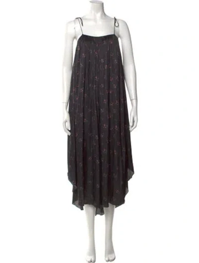 Pre-owned Ulla Johnson Floral Print Midi Length Dress In Black