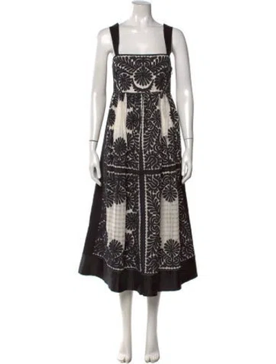 Pre-owned Ulla Johnson Floral Print Midi Length Dress In Black