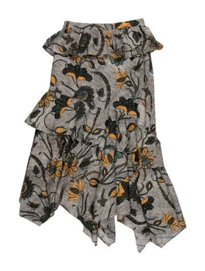 Pre-owned Ulla Johnson Floral Print Midi Length Dress In Black
