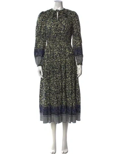 Pre-owned Ulla Johnson Floral Print Midi Length Dress In Black