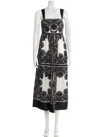 Pre-owned Ulla Johnson Floral Print Midi Length Dress In Black