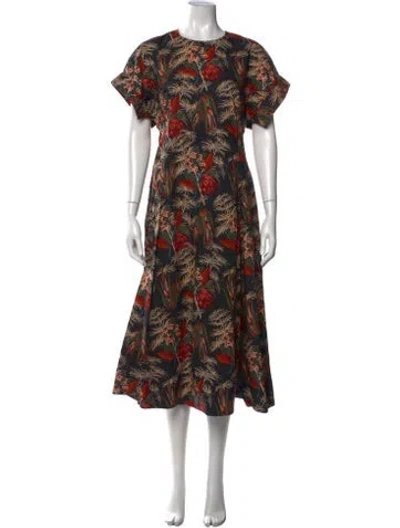Pre-owned Ulla Johnson Floral Print Midi Length Dress In Black