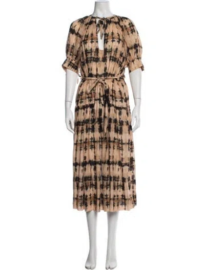 Pre-owned Ulla Johnson Floral Print Midi Length Dress In Black